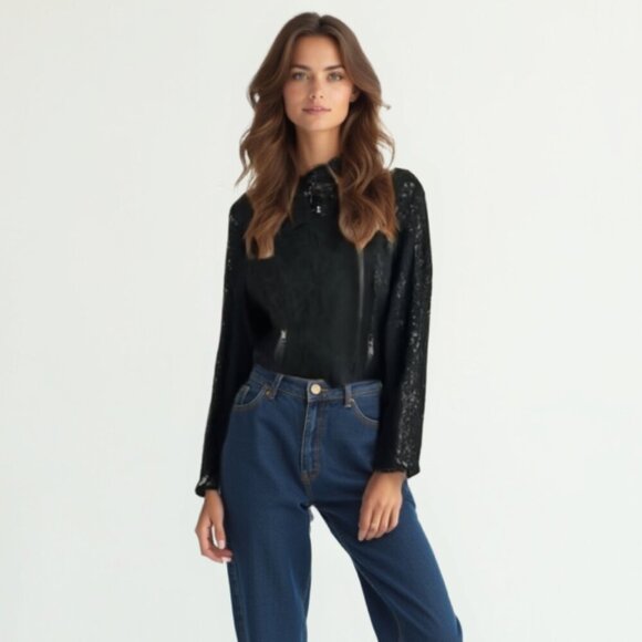 Guess Stylish Black Lace Jacket S - Picture 1 of 13